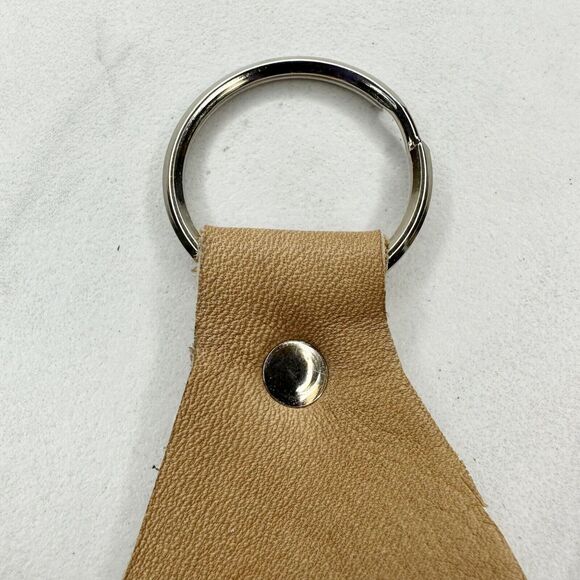 Soft Brown Leather Fringe Western Concho Boho Keychain Keyring - Picture 4 of 10